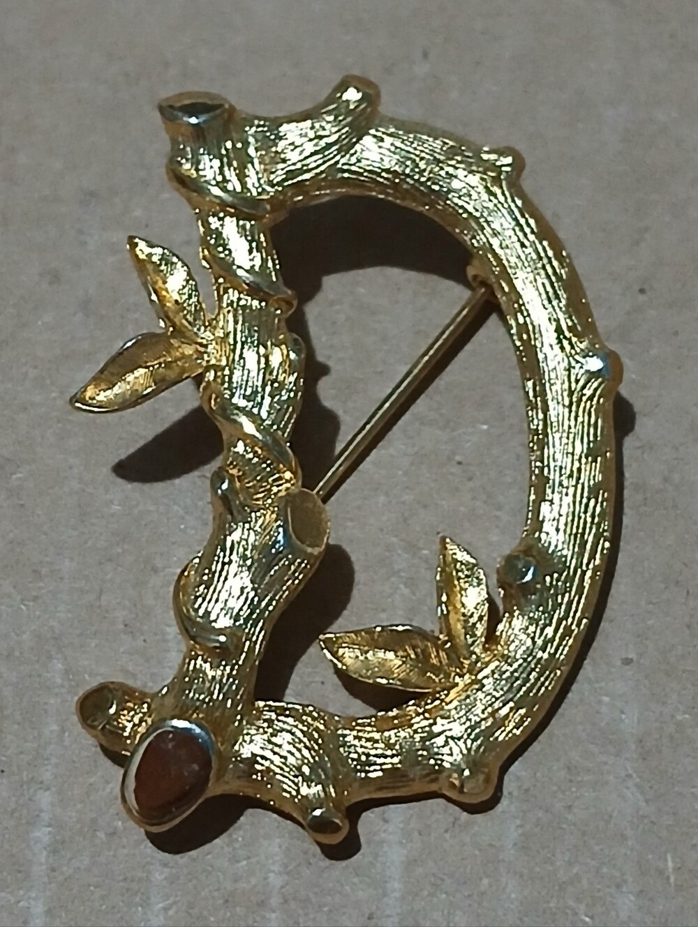 Vintage Sarah Coventry Initial "D" Brooch Gold Tone Branch Leaf Detail
